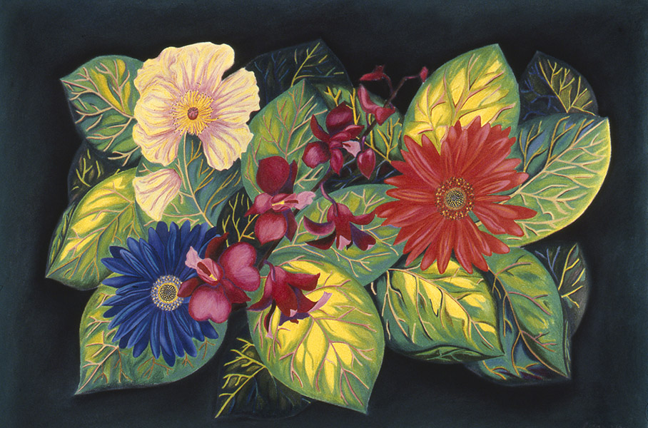 FLOWERS FOR FLORINE  color pencil, pastel, paper, 17 x 24&quot;  1980